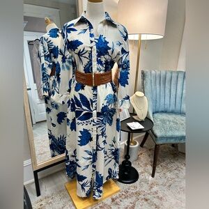 ZARA Floral Long Shirt Dress